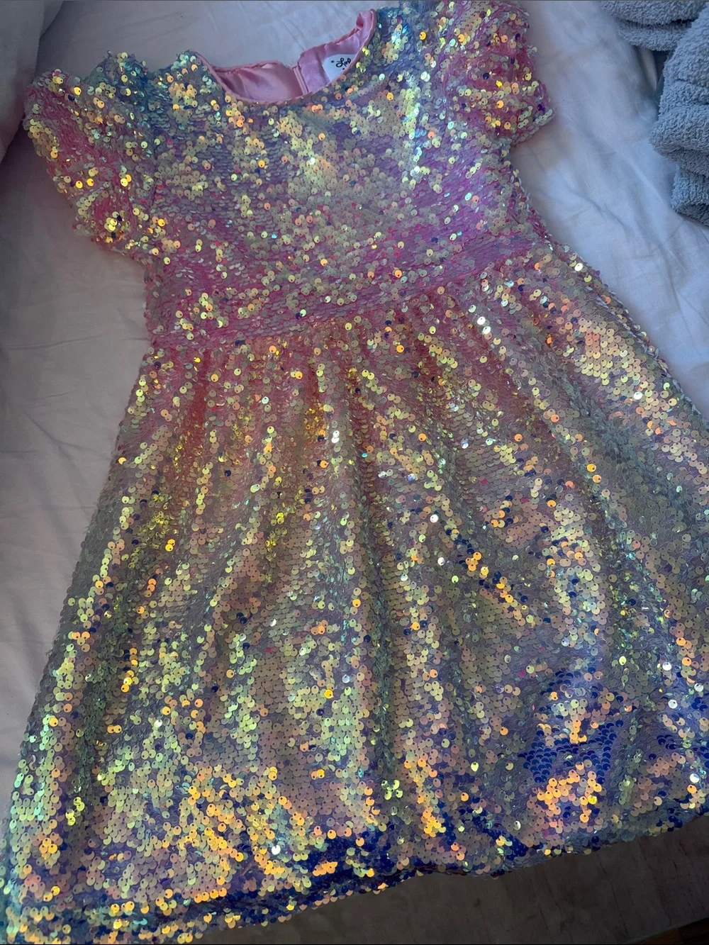 Lola + The Boys Iridescent Pink Sequin Party Dress